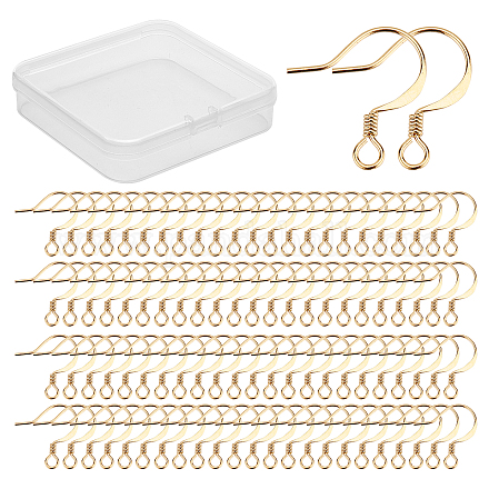 CREATCABIN 1 Box 200pcs Real 18K Gold Plated Brass Earring Hooks Golden Ear Fishhook Wires Earring Backs for Jewelry Making DIY Earrings Findings Craft KK-CN0001-35-1