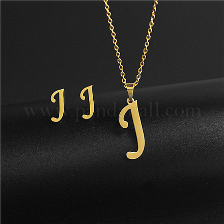 Set di gioielli con lettera iniziale in acciaio inossidabile dorato IT6493-25-1