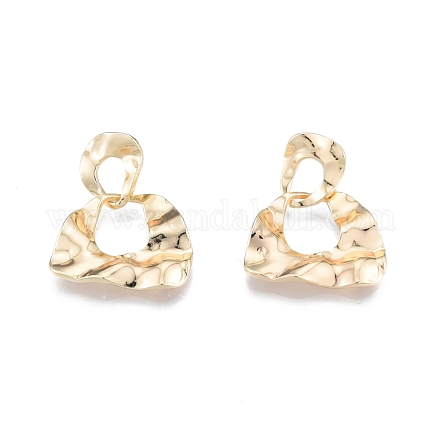 Brass Twist Half Round Dangle Stud Earrings for Women EJEW-G309-02G-1
