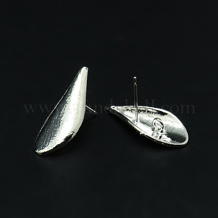 Teardrop Shaped Brass Stud Earring Findings KK-O042-01S-1