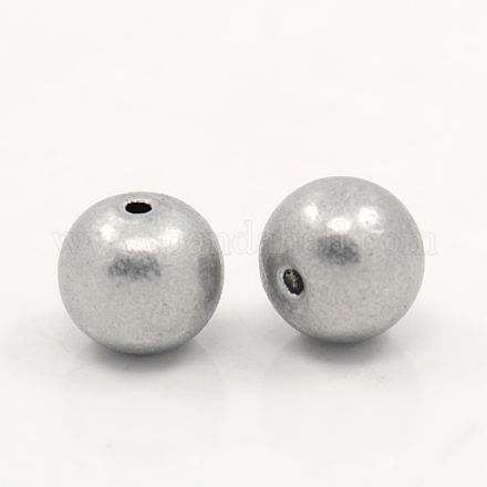 10 mm grau Aluminium runden Perlen für Schmuck machen Verzierungen diy Handwerk X-ALUM-A001-10mm-1