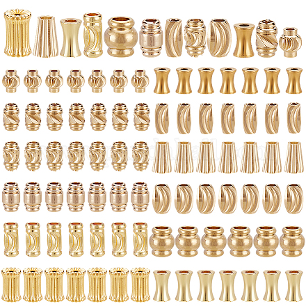 96 шт. 12 стиля латунных рифленых бусин FIND-PH0022-40-1