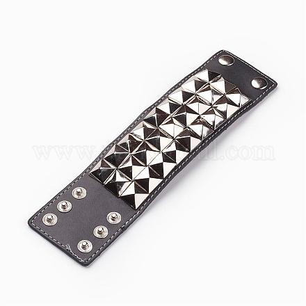 Punk Rock Style Cowhide Leather Rivet Bracelets BJEW-D438-03-1