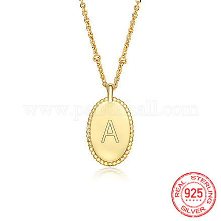 925 collier pendentif ovale lettre initiale en argent sterling pour femme EL6437-1-1