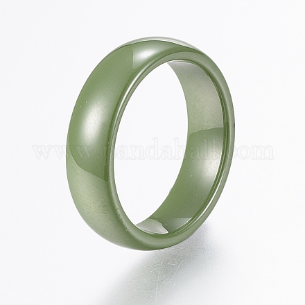 手作り陶器ワイドバンドリング  サイズ6~9  濃い緑  16~19mm RJEW-H121-21C-M-1