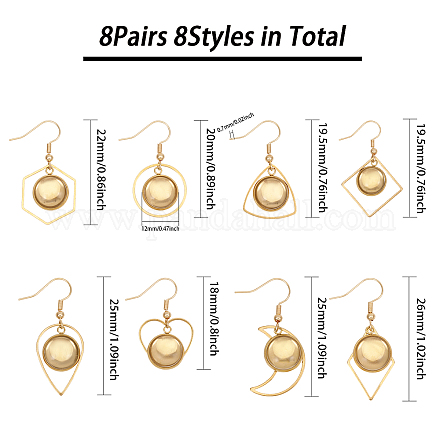 8 paires 8 styles de boucles d'oreilles en forme de dôme en verre blanc EJEW-AB00004-1