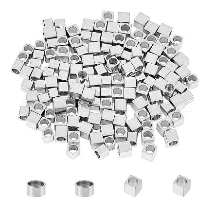 Unicraftale alrededor de 160 pieza cubo y columna cuentas sueltas cuentas espaciadoras de 2/4 mm espaciadores de cuentas de metal cuentas de acero inoxidable cuentas lisas para hacer joyas de abalorios color de acero inoxidable STAS-UN0008-33P-1