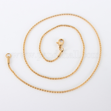 Ion Plating(IP) 304 Stainless Steel Mesh Chain Necklaces NJEW-F201-07G-1