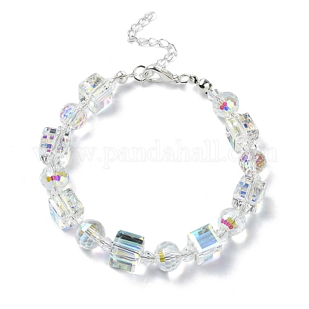 Bracelets en perles de verre cubes et ronds BJEW-TA00443-1