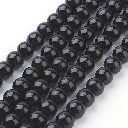Chapelets de perles en pierre noire synthétique GSR4mmC044-1