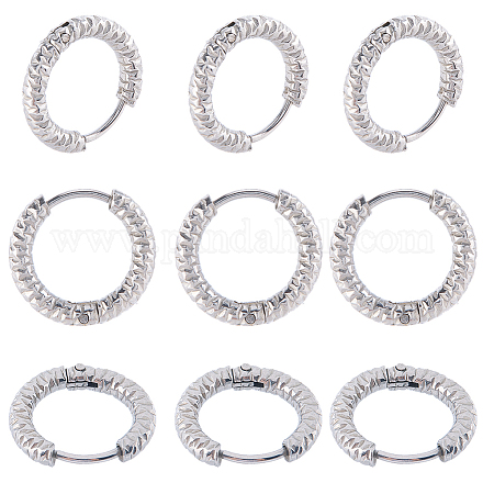 24 шт. текстурированные серьги-кольца из нержавеющей стали 303 для женщин EJEW-SC0001-78-1
