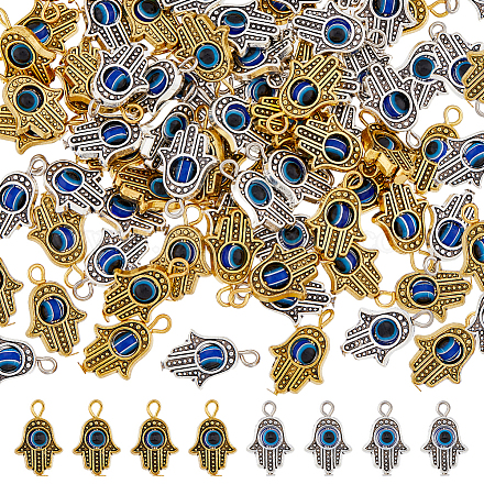 80 pièces 2 couleurs pendentifs main hamsa en alliage religieux PALLOY-AB00136-1