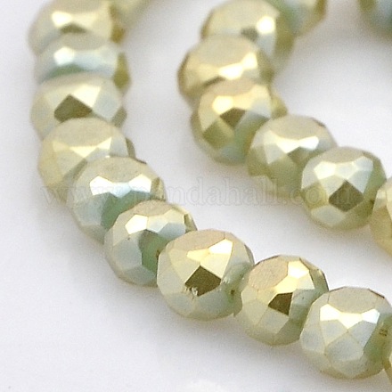 Full Rainbow Plated Frosted Glass Faceted Flat Round Beads Strands EGLA-A033-F4mm-FR05-1