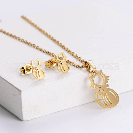 201 комплект из ожерелья с подвеской и серег-гвоздиков из нержавеющей стали&nbsp;FS-WGB816B-30-1