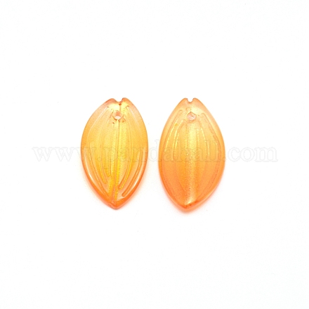 手作りランプワークペンダント  花弁  オレンジ  21x12x3.5mm  穴：1.2mm LAMP-CJC0006-02-1