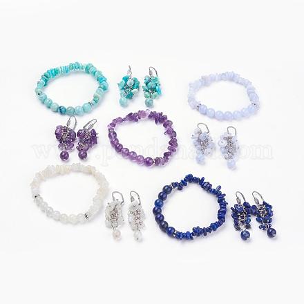 Natural Gemstone Jewelry Sets SJEW-JS00933-1