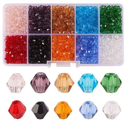 20 Strands 10 Colors Imitation Austrian Crystal 5301 Bicone Beads GLAA-SZ0001-83-1