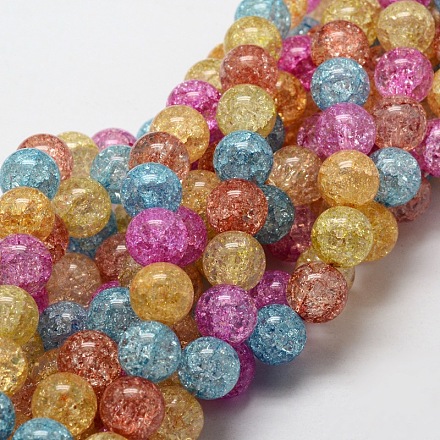 Chapelets de perles rondes en verre craquelé teinté CCG-UK0001-01-8mm-1