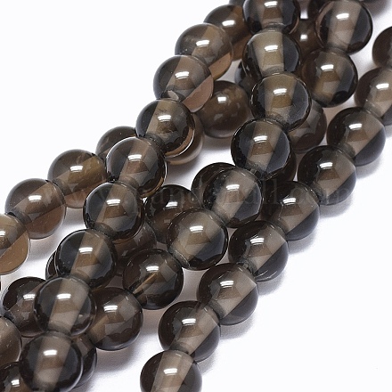 Chapelets de perles de quartz fumées naturelles G-L476-02-1