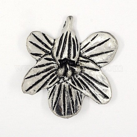Antique Silver Flower Pendants X-TIBEP-0148-S-LF-1
