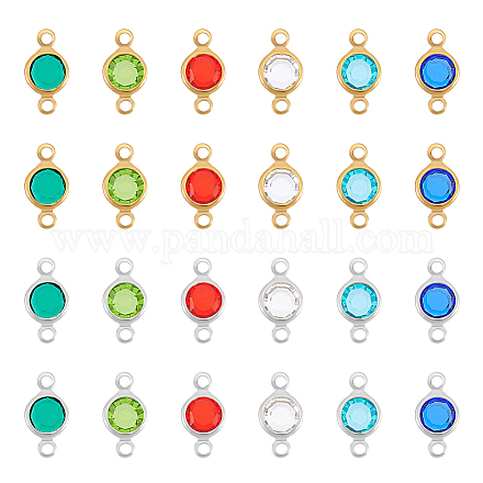 Unicraftale 72Pcs 12 Colors 304 Stainless Steel with Glass Connector Charms STAS-UN0048-58-1