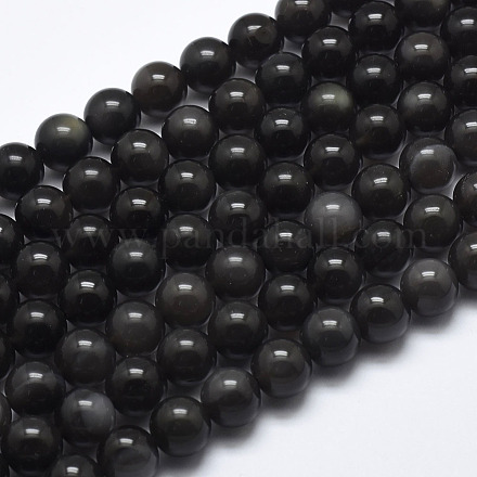 Chapelets de perles d'obsidienne de glace naturelle X-G-A171-16-8mm-1