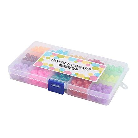 1box 15 colori perle di vetro imitazione giada crackle GLAA-X0011-04-8mm-1