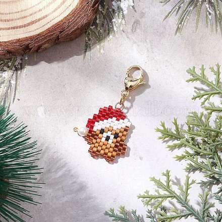 Подвесные украшения из стеклянных бусинок на рождественскую тематику HJEW-MZ00341-05-1