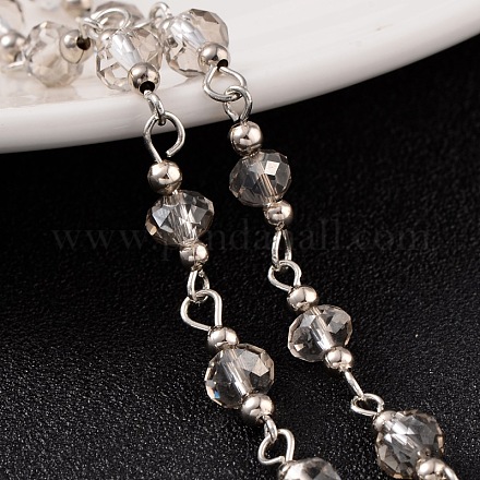 Handmade Faceted Glass Rondelle Bead Chains AJEW-JB00158-04-1