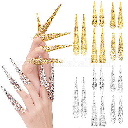 Arricraft 20 шт. 10 стильные полые железные кольца для ногтей на кончиках пальцев AJEW-PH0004-10-1