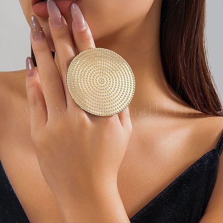 Большие плоские круглые кольца из сплава с открытыми манжетами для женщин RJEW-S412-01G-1