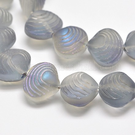 Frosted Electroplate Glass Shell Beads Strands EGLA-M002-B03-1