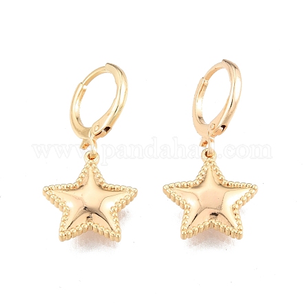 Brass Star Dangle Leverback Earrings for Women EJEW-N012-62-1
