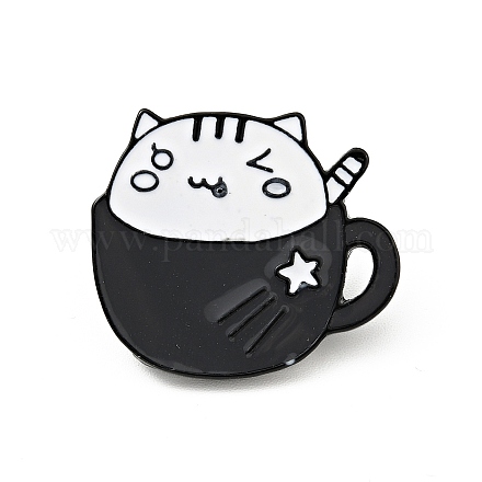 Spilla smaltata gatto tazza di caffè JEWB-H009-01EB-09-1