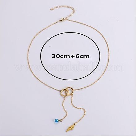 3 шт. Женское ожерелье с кисточками и перьями из нержавеющей стали GZ5002-1