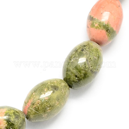 Овальной формы природных драгоценных камней Unakite каменные бусы нити G-S106-9x6mm-04-1