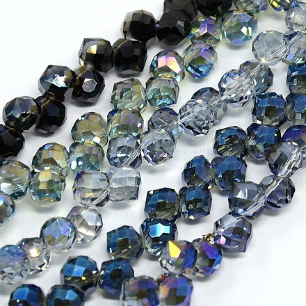 Half Plated Faceted Glass Teardrop Beads EGLA-F082-M-1