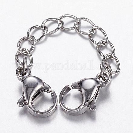 304 Stainless Steel Curb Chains and Lobster Claw Clasps STAS-N0009-03P-1