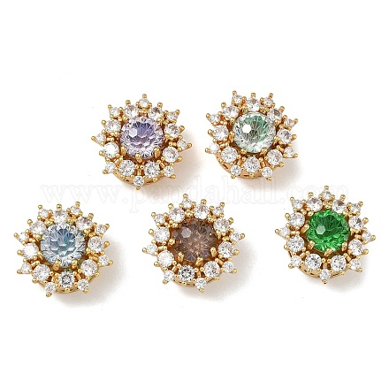 Латунные микро проложить кубического циркония бусы KK-H526-15G-1