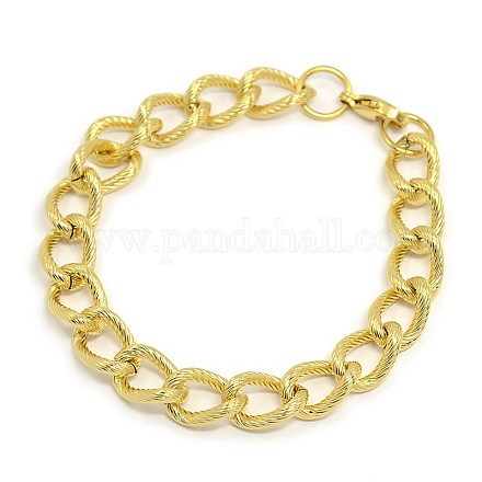 304 Stainless Steel Curb Chain/Twisted Chain Bracelets STAS-A028-B144G-1