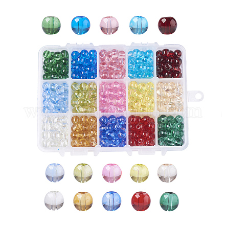 15 farben backen gemalt transparentem glas runde perlen DGLA-JP0001-24-8mm-1