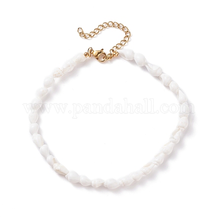 Bracelet de cheville en perles de coquille de trompette naturelle pour femme AJEW-AN00470-1