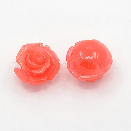 Synthetic Coral 3D Flower Rose Beads CORA-A006-10mm-001-1