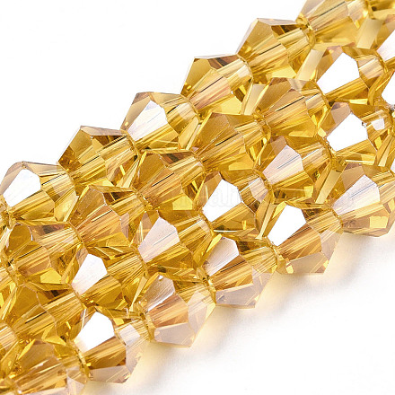 Стеклянные бусины с гальваническим покрытием  EGLA-Q118-6mm-A08-1