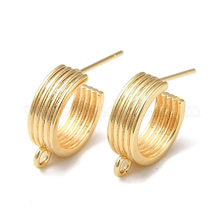 Brass Ring Stud Earring Finding KK-C042-09G-1
