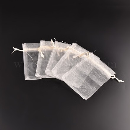 オーガンジーバッグ巾着袋  リボン付き  パパイヤホイップ  9x7cm X-OP-R016-7x9cm-19-1
