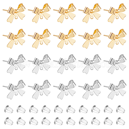 20 шт. 2-х цветная латунная фурнитура для сережек-гвоздиков KK-FH0007-15-1