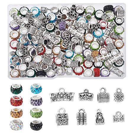 AHANDMAKER 80Pcs Alloy Beads, 8 Colors European Beads Spacer Beads with  Large Hole, Beads and Links Kit for DIY Friendship Bracelets Necklace  Jewelry