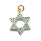 Brass Micro Pave Cubic Zirconia Pendants, Star of David Charms, Long-Lasting Plated, Rack Plating, Lead Free & Cadmium Free, with Jump Ring, Real 18K Gold Plated, 12.5x7x2mm