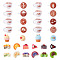 32Pcs 16 Styles Opaque Resin Imitation Food Decoden Cabochons, Coffie & Fruit Cake, Mixed Color, 14~22x12~23x11~18mm, 2pcs/style